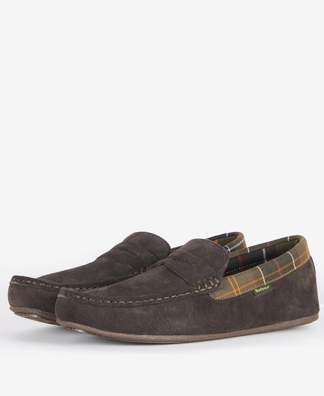 Barbour Porterfield Men's Slippers Brown | ZXEM-10253