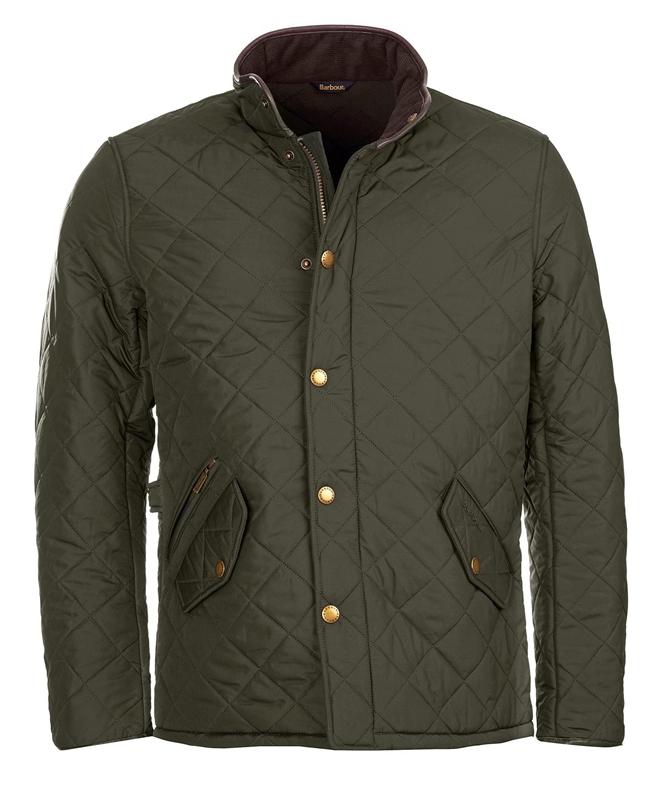 Barbour Powell Men's Quilted Jackets Olive | MXIS-96350