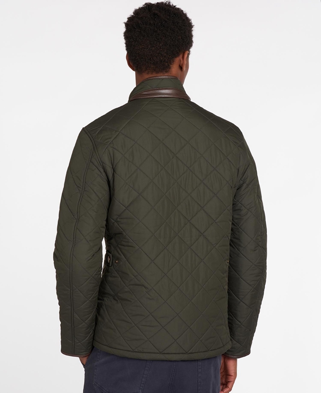 Barbour Powell Men's Quilted Jackets Olive | MXIS-96350