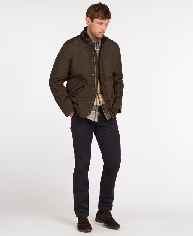 Barbour Powell Men's Quilted Jackets Olive | WNKA-61590