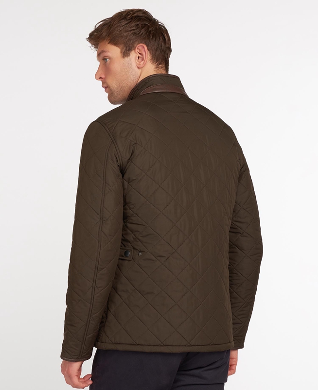 Barbour Powell Men's Quilted Jackets Olive | WNKA-61590