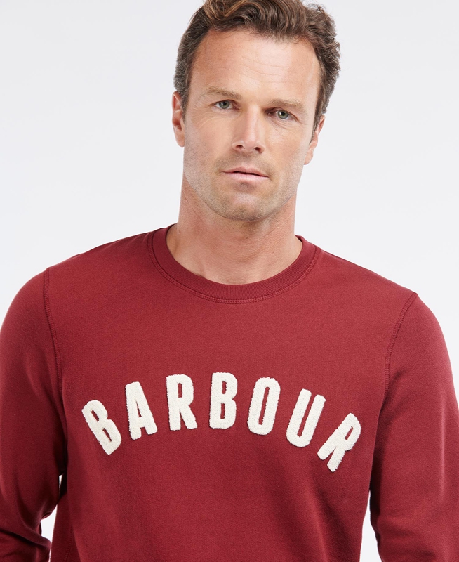 Barbour Prep Logo Crew Men's Sweatshirts Red | FGXO-43029