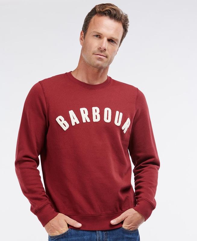 Barbour Prep Logo Crew Men\'s Sweatshirts Red | FGXO-43029