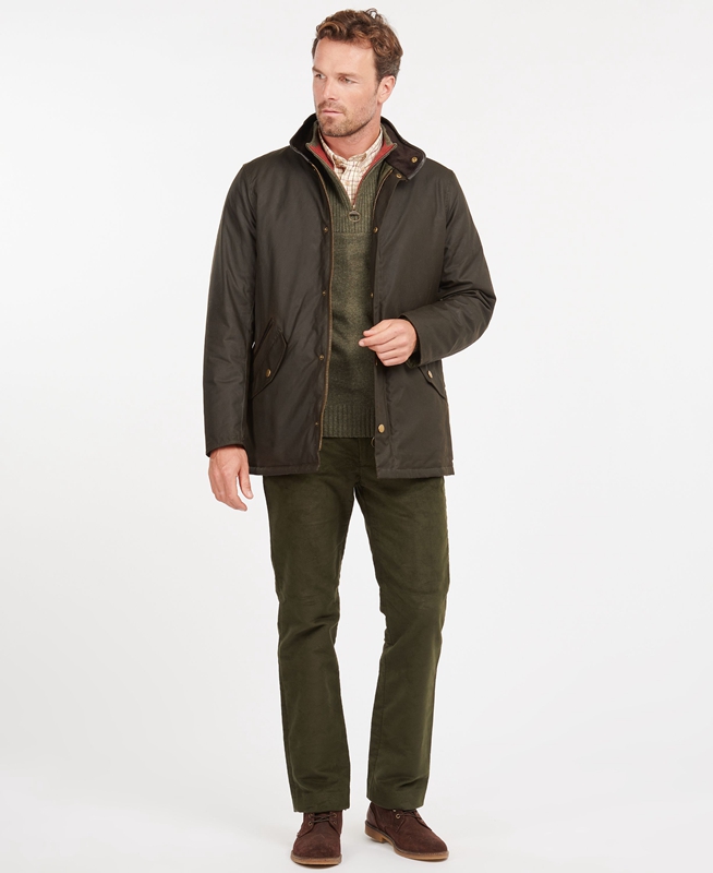 Barbour Prestbury Men's Waxed Jackets Olive | BKDE-60842