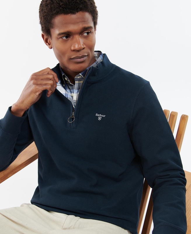 Barbour Rigg Half Zip Men's Sweatshirts Blue | SMXI-51976