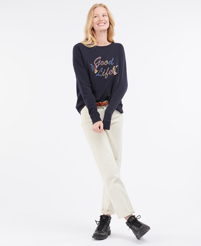 Barbour Rockcliffe Women's Sweatshirts Navy | JQBO-02495