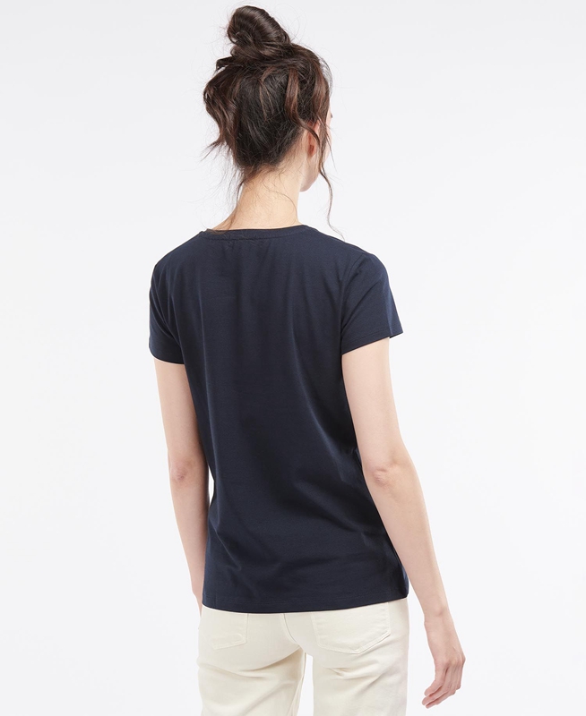 Barbour Rowen Women's T Shirts Navy | BIPC-23851