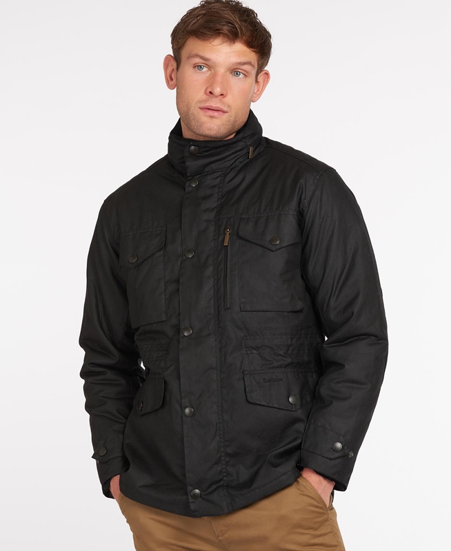 Barbour Sapper Men\'s Waxed Jackets Black | XFQB-92315