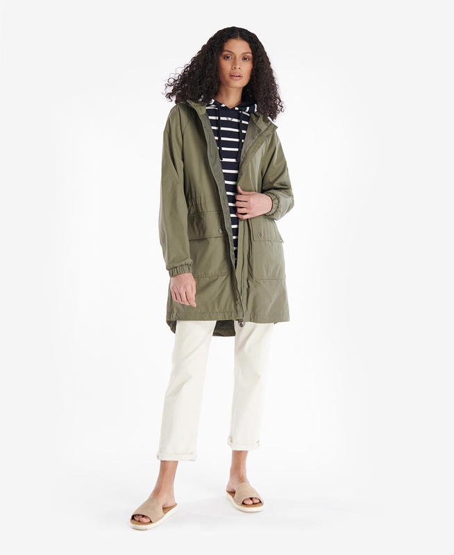 Barbour Sea Daisy Showerproof Women's Casual Jackets Olive | JPDC-69214