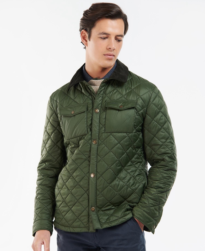 Barbour Shirt Men\'s Quilted Jackets Green | JEZB-49312