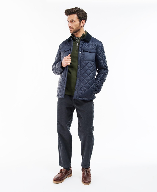 Barbour Shirt Men's Quilted Jackets Navy | CERG-73508