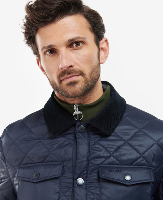 Barbour Shirt Men's Quilted Jackets Navy | CERG-73508