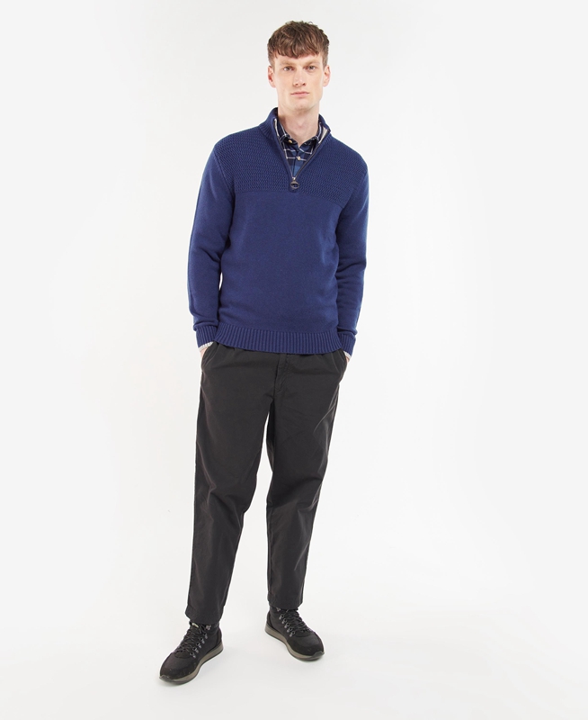 Barbour Shoal Half Zip Men's Sweaters Blue | CIVO-79526