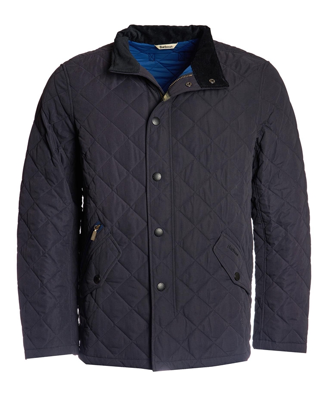 Barbour Shoveler Men's Quilted Jackets Navy | VAWM-13897