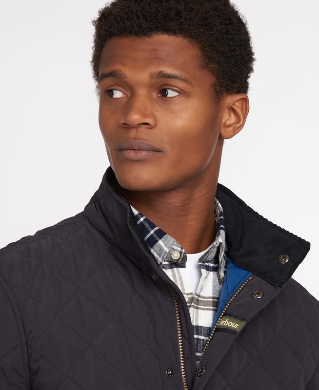 Barbour Shoveler Men's Quilted Jackets Navy | VAWM-13897