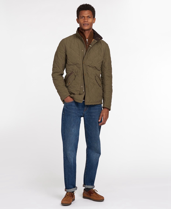 Barbour Shoveler Men's Quilted Jackets Olive | SIKU-12459