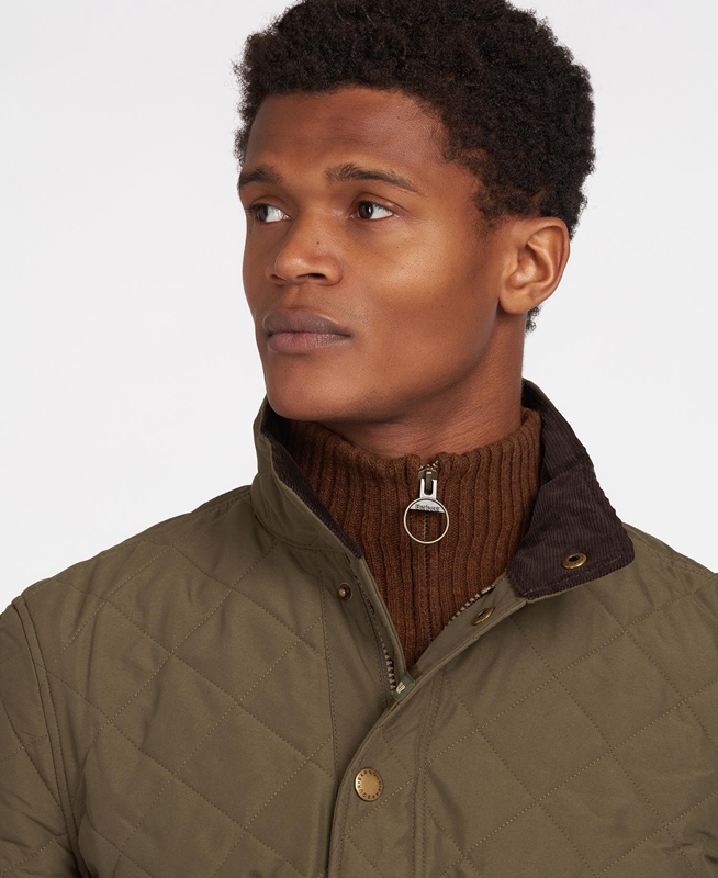 Barbour Shoveler Men's Quilted Jackets Olive | SIKU-12459