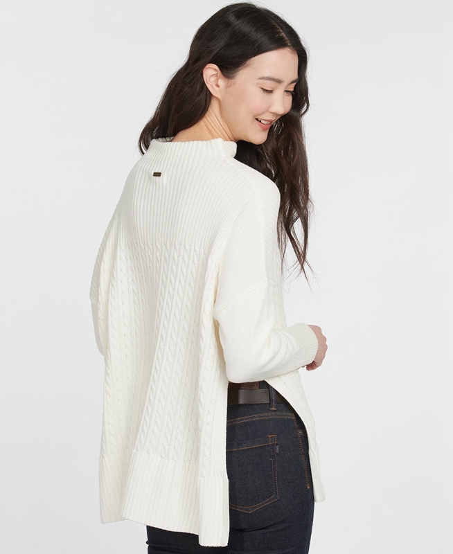 Barbour Stitch Guernsey Cape Women's Sweaters Cream | FXTN-08135