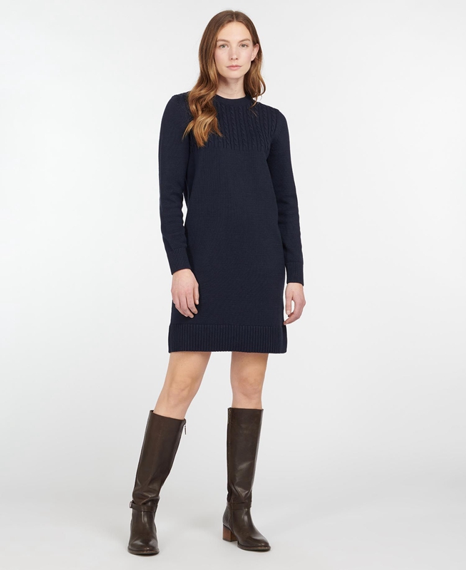 Barbour Stitch Guernsey Women's Dress Navy | OTPU-61359