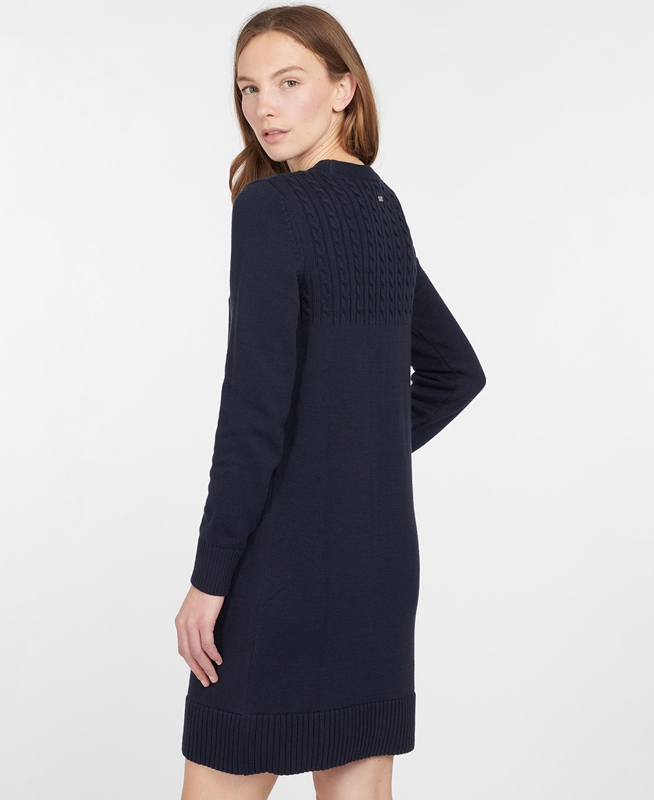 Barbour Stitch Guernsey Women's Dress Navy | OTPU-61359