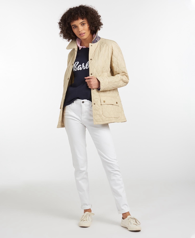 Barbour Summer Beadnell Women's Quilted Jackets Cream | LKEI-39416