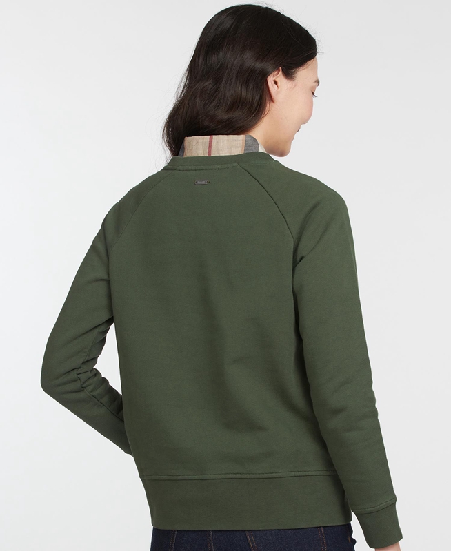 Barbour Sweatshirt Otterburn Women's Sweatshirts Olive | SZMJ-25467