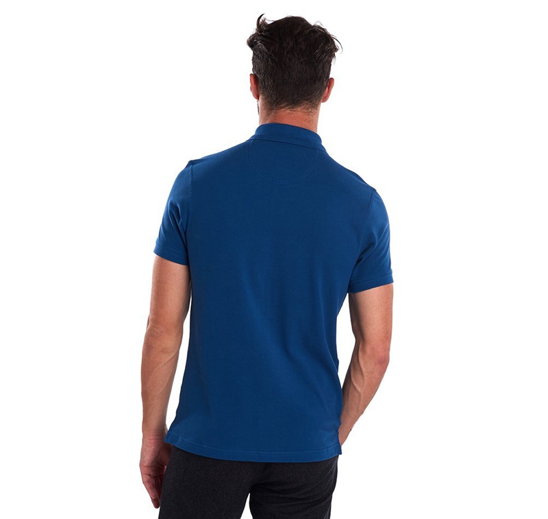 Barbour Tartanshirt Pique Men's Polo shirts Blue | NKOT-70248