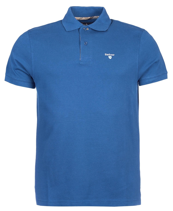 Barbour Tartanshirt Pique Men's Polo shirts Blue | NKOT-70248