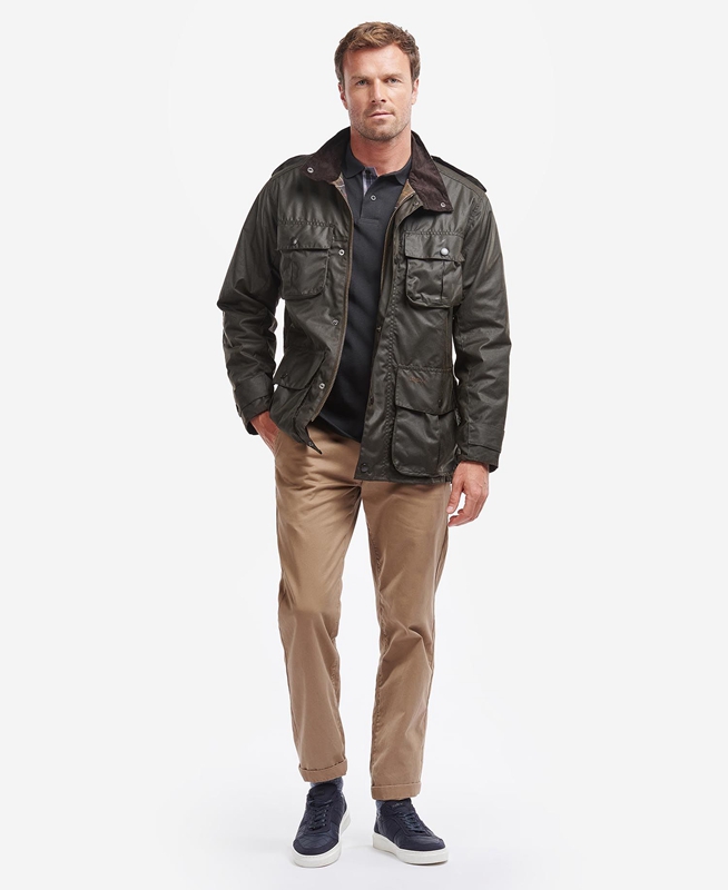 Barbour Trooper Men's Waxed Jackets Olive | WSNU-36904