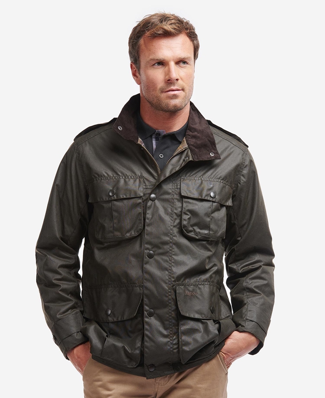 Barbour Trooper Men\'s Waxed Jackets Olive | WSNU-36904