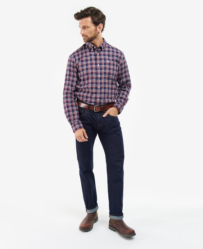 Barbour Turville Regular Fit Men's Shirts Blue | QAZH-57261