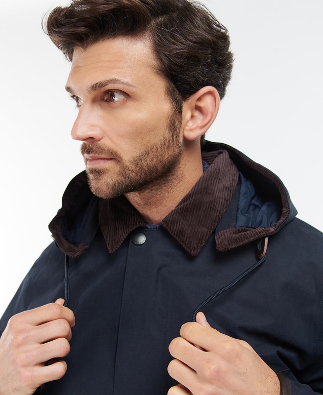 Barbour Wallace Men's Waterproof Jackets Navy | BUTK-49816