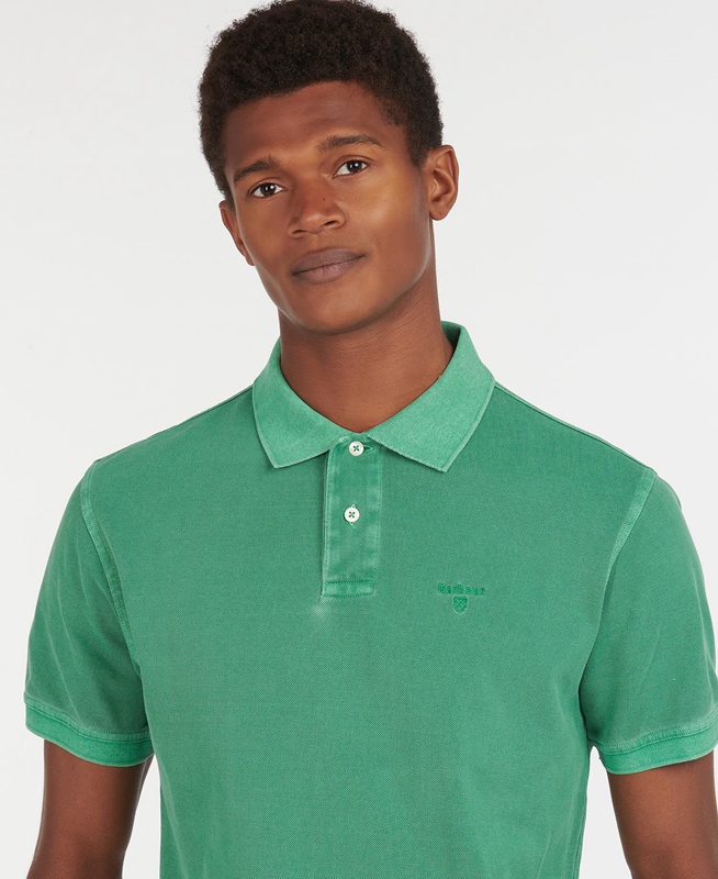 Barbour Washed Sports Men's Polo shirts Green | BIWL-41890