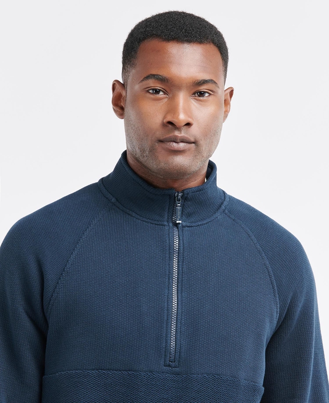 Barbour Wear Half Zip Men's Sweatshirts Navy | DPZV-71596