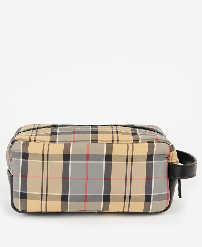 Barbour Wetherham Tartan Washbag Men's Bags Beige | JCOP-02975