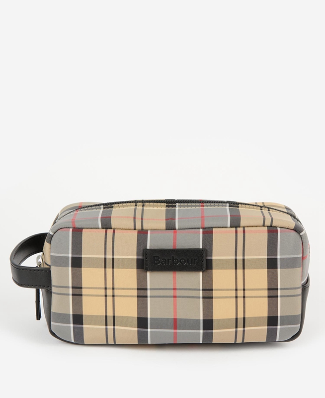 Barbour Wetherham Tartan Washbag Men\'s Bags Beige | JCOP-02975