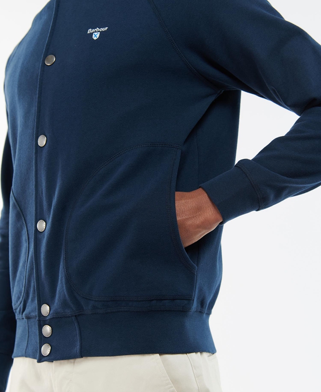 Barbour Whitewell Button Thru Men's Sweatshirts Blue | DSQL-25143