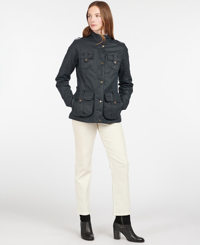 Barbour Winter Defence Women's Waxed Jackets Blue | JRKB-91375