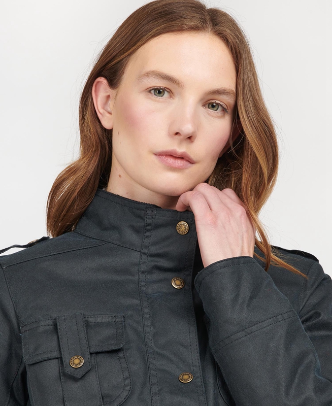 Barbour Winter Defence Women's Waxed Jackets Blue | JRKB-91375