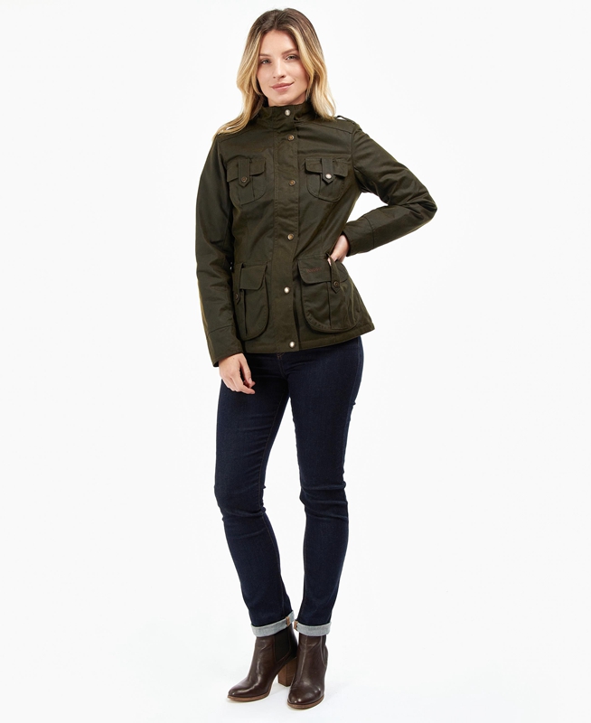 Barbour Winter Defence Women's Waxed Jackets Green | VUQI-26710