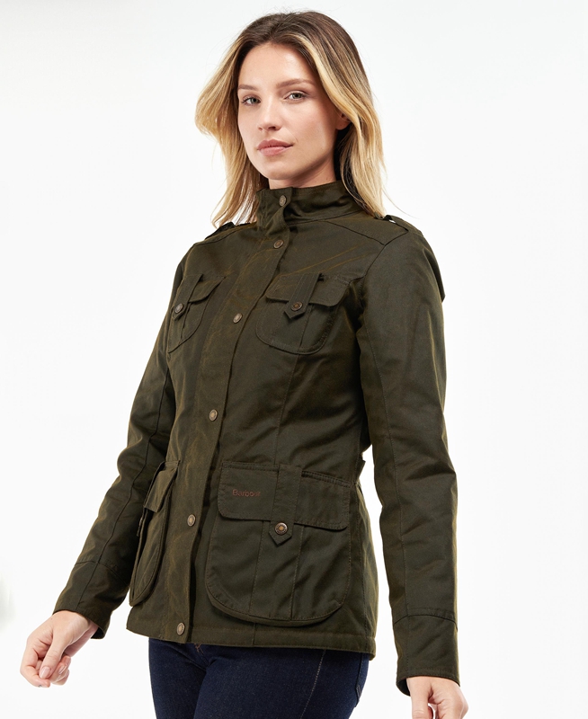 Barbour Winter Defence Women's Waxed Jackets Green | VUQI-26710