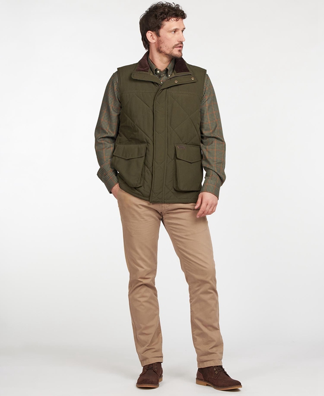 Barbour Winterdale Men's Vest Olive | MNEH-47658