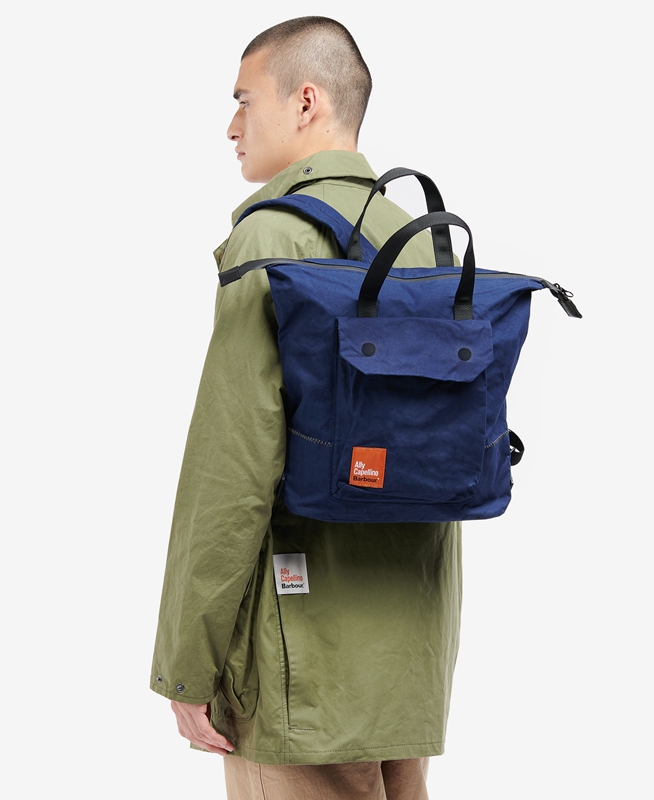 Barbour x Ally Capellino Ben Backpack Men's Bags Navy | MSQO-50781