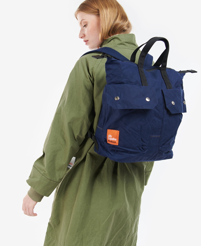 Barbour x Ally Capellino Ben Backpack Men's Bags Navy | MSQO-50781